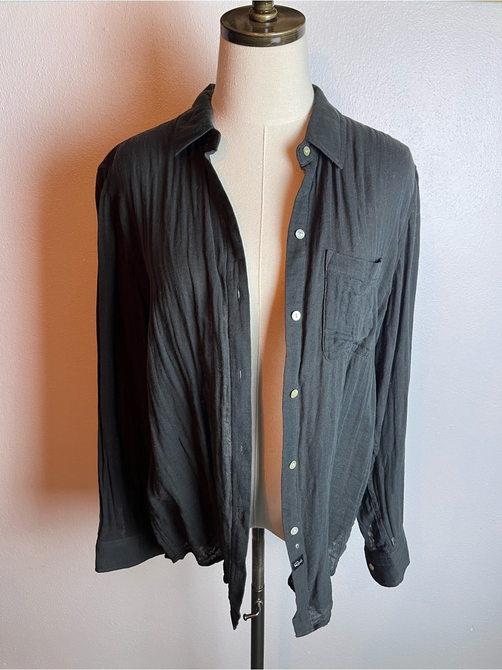 Rails Dark Charcoal Button-Up Shirt 100% Organic Cotton